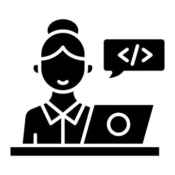 Female Software Developer Coding on Laptop