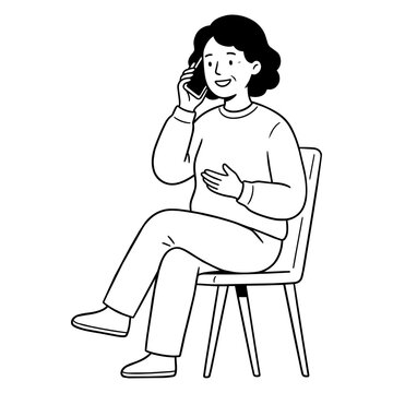 53-1_嬉しそうに電話するシニア女性