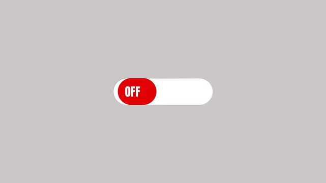 Toggle switch ON OFF animation isolated on grey background