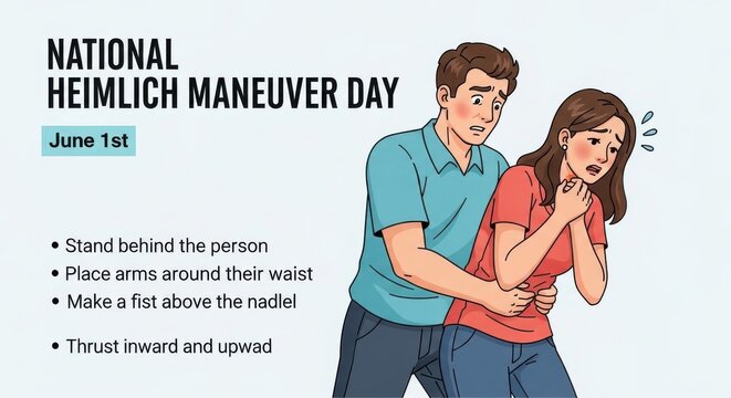 Heimlich maneuver demonstration on national Heimlich Maneuver Day