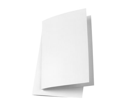 Blank folded paper cards mockup, isolated on cutout transparent background