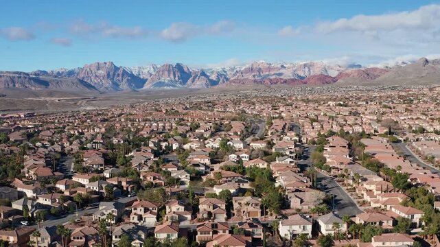 Aerial drone view of Summerlin Las Vegas and Red Rock Canyon