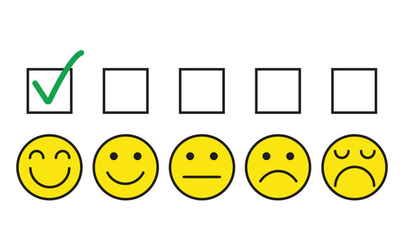 Customer Experience Concept, checked box on Excellent Smiley Face Rating for a Satisfaction Survey