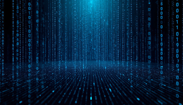 Computer expert reviewing binary code stream, digital data encoding, and machine code algorithm on laptop interface. Ideal concept for cyber security, software engineering, and data encryption.