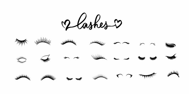 Hand Drawn Eyelash Icon Collection &ndash; Minimalist Lash Extension Sketches and Eye Makeup Artistry Line Art Set for Beauty Salon Branding