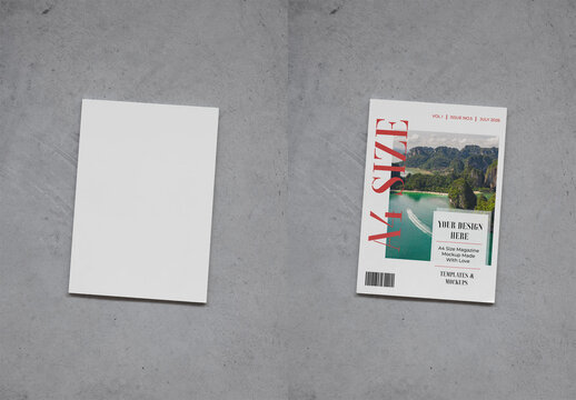 Mockup Of A4 Magazine With Customizable Cover