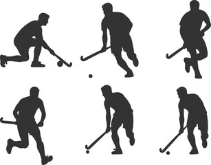 Naklejka premium Set of field hockey players silhouettes isolated on white background