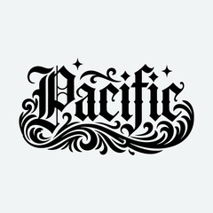 Fototapeta premium Black and white Pacific calligraphy design.
