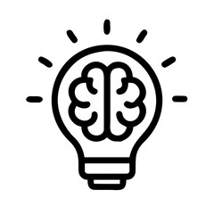 Fototapeta premium A minimalist vector graphic of a lightbulb with a brain inside, symbolizing a bright idea