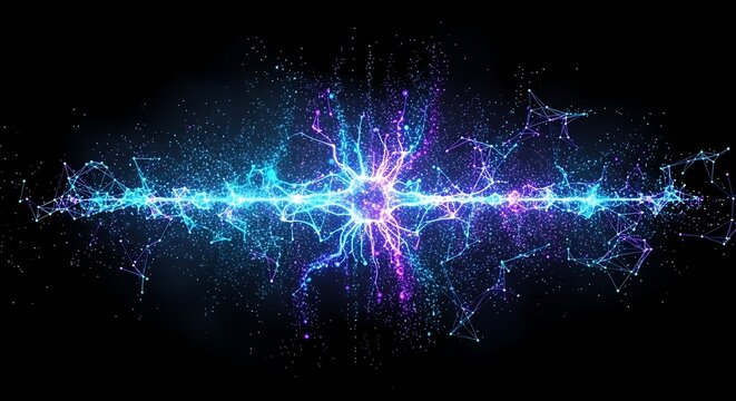 Abstract explosion of colored light particles with abstract explosion particles fireworks