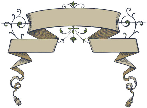Antique Scroll Ribbon Banner Vintage Engraved Decorative Label PNG