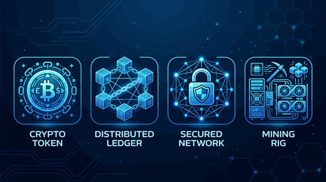 Cryptocurrency and blockchain technology concepts.