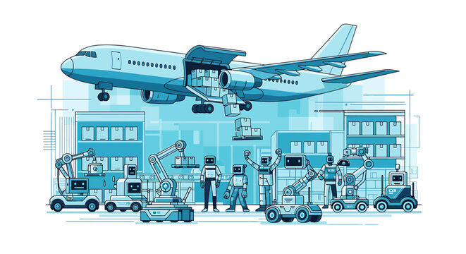 Airplane on the ground with workers.
