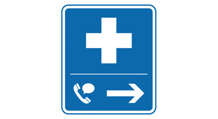 Obraz premium Blue Medical Direction Sign Board Symbol.