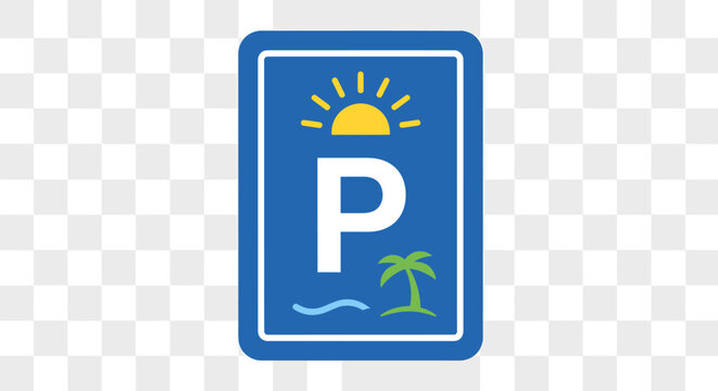Blue Parking Sign with Palm Tree.