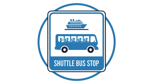 Blue Shuttle Bus Stop Sign.