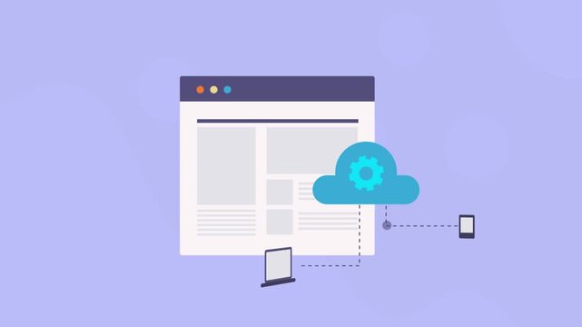 Cloud system setup file syncing, host website on secure server and delivers content across digital devices through fast and connected networks.