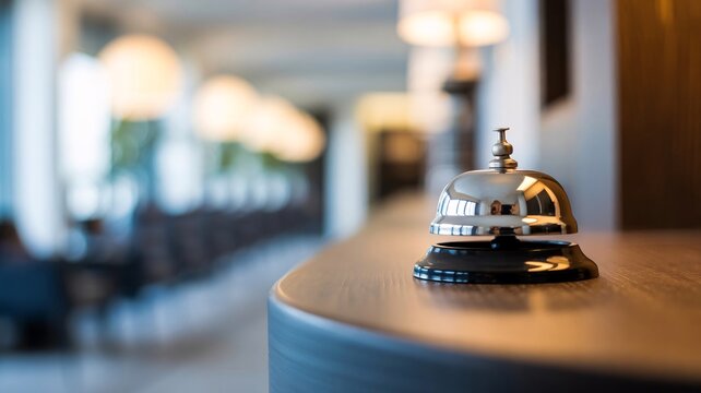 Hotel service bell, reception desk call button, hospitality industry, customer service tool