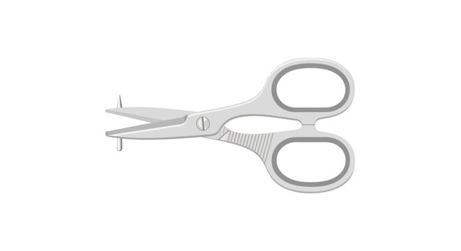 Close up of metal surgical scissors.