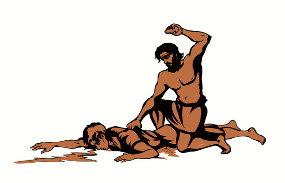 Cain and Abel. Vector drawing
