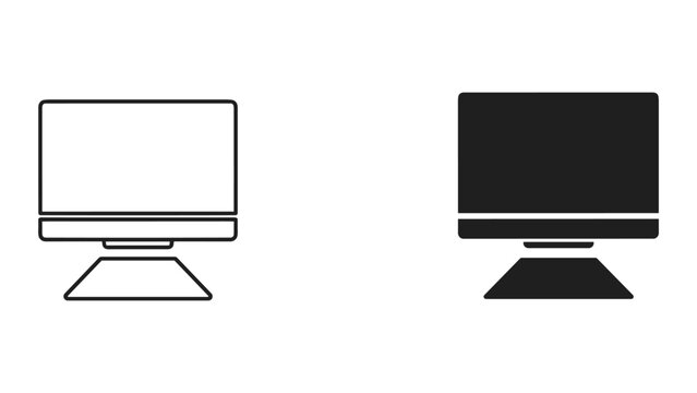 Two computer monitor icons in black and white on a white background