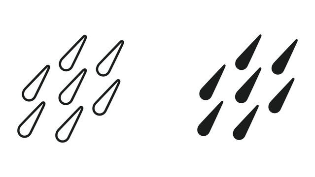 Black raindrop icons in two styles on white background