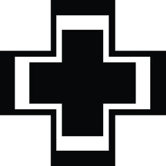 Obraz premium Medical Cross Icon in Rounded Square Frame – Healthcare Symbol Vector Illustration