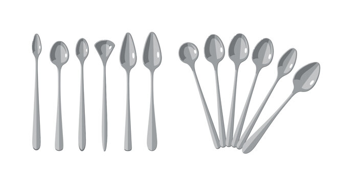 Collection of metal spoons arranged neatly.