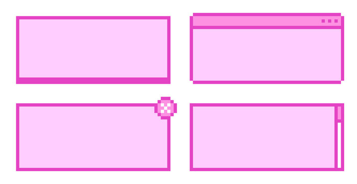 8-bit pixel art pink web frame set