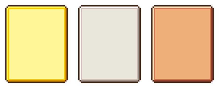 8-bit pixel art gold, silver, and bronze game frame set