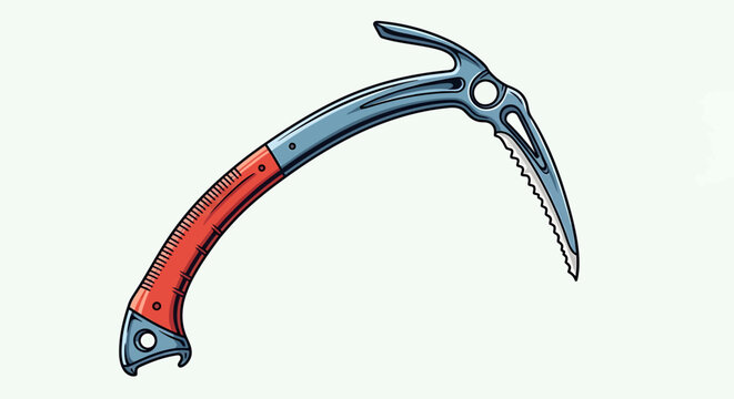 Detailed Illustration of an Ice Axe for Mountain Climbing.