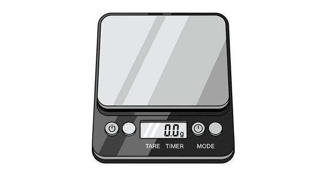Digital kitchen scale with LCD display.