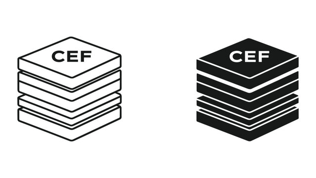 Black and white cef stack icons with outlined and filled styles