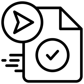 paper document check fast send delivery service simple line icon