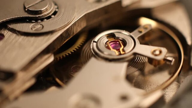 Old Classic Clock Works and automatic movement functioning
