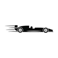 Fototapeta premium Speeding Race Car: A sleek silhouette of a Formula One race car hurtling forward, capturing the essence of speed and competition.