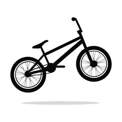 Naklejka premium BMX Bike Silhouette: A sleek, black silhouette of a BMX bike against a minimalist background, embodying the thrill of cycling and sport.