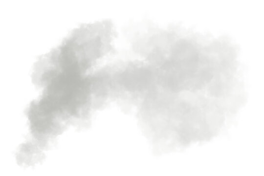 Nube de vapor blanco densa aislada sobre fondo negro, textura de humo abstracto o neblina atmosf&eacute;rica con fondo transparente