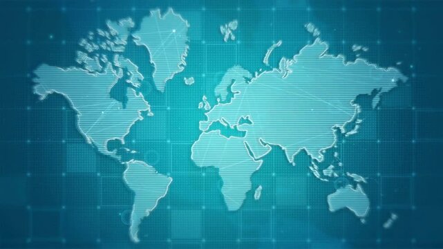 World Map Background with Global Communication and Digital Network Technology Concept