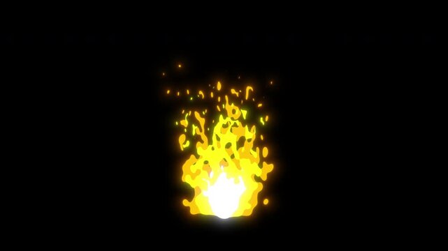 2d fire effect overlays for cinematic video effects with black background