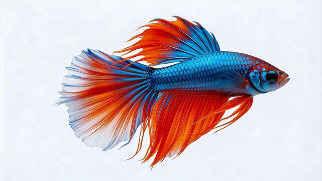 Colorful betta fish with flowing fins