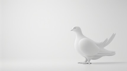 Fototapeta premium White Dove Statue Isolated on White Background.