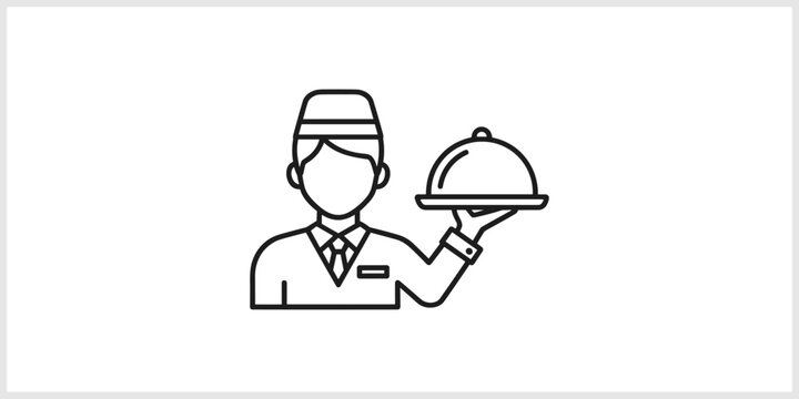 Waiter Serving Food Cloche Icon