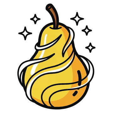 Yellow Pear Fruit Illustration Closeup.