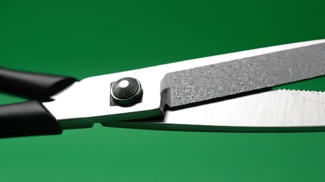 Close up of scissors on green background for creative concepts