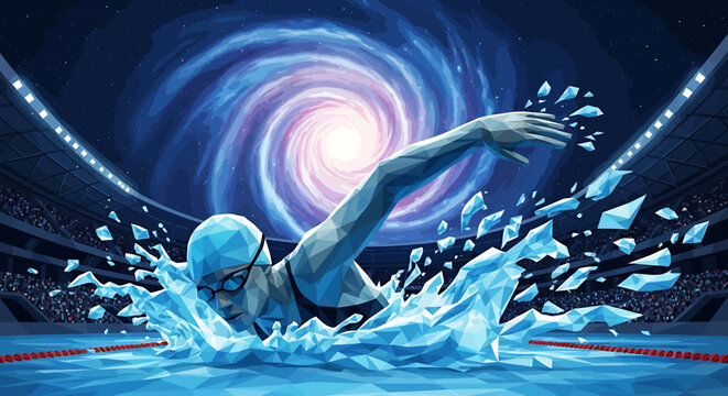 Female Swimmer in Competitive Swimming Event.