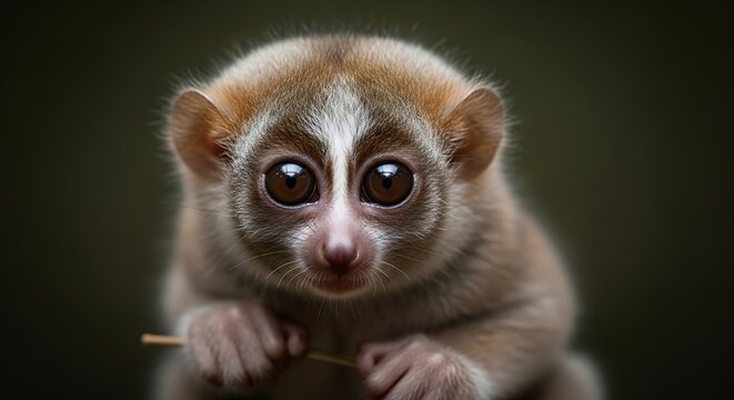 Cute slow loris with big eyes.