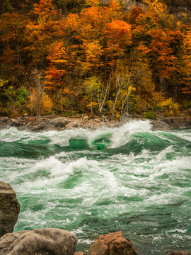 Whirlpool rapids on the Niagara River with fall color