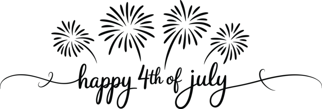 Black Fireworks and " Happy 4th of July" Text for Independence Day fourth of july america