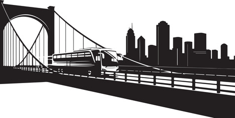 Fototapeta premium black and white cityscape, Brooklyn Bridge, New York City skyline, vector illustration